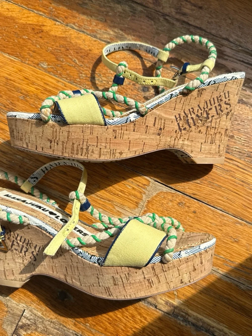Harajuku Lovers Yellow and Green Rope Sandals